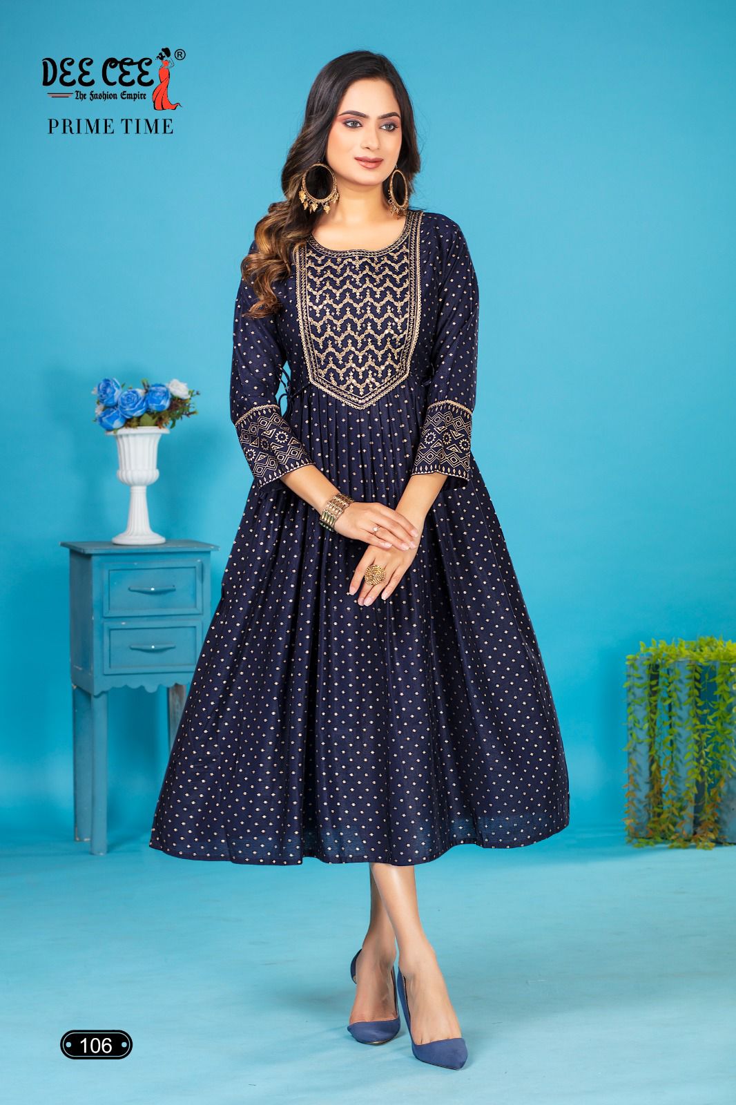 Prime Time By Dee Cee Chanderi Printed Designer Kurtis Wholesale Market In Surat 
